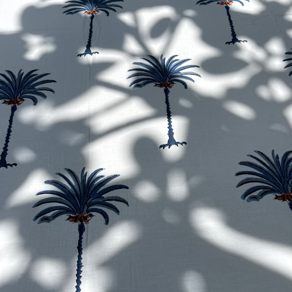 The Palm Block-Print Tablecloth - The Jungle Emporium