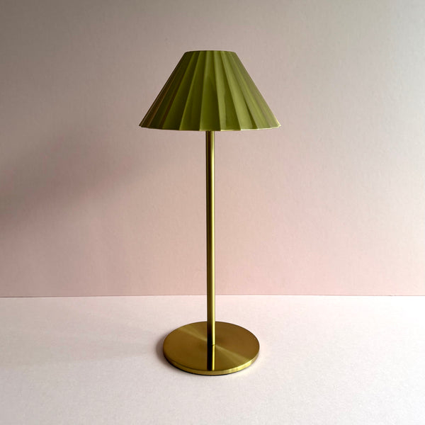 Wireless Pleated Table Lamp ~ Brass - The Jungle Emporium