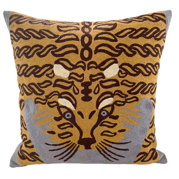 Bengal Tiger Cushion Cover ~ Dove Grey - The Jungle Emporium