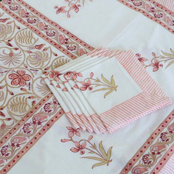 Block Print Tablecloth & Napkin Set ~ Amber Palace - The Jungle Emporium