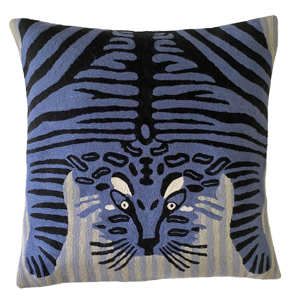 Bengal Tiger Cushion Cover ~ Blue & White Stripe - The Jungle Emporium