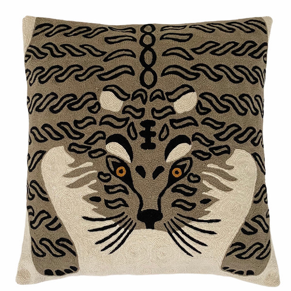 Bengal Tiger Cushion Cover ~ White & Grey - The Jungle Emporium