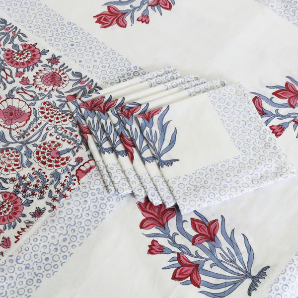 Block Print Tablecloth & Napkin Set ~ The Sujan - The Jungle Emporium