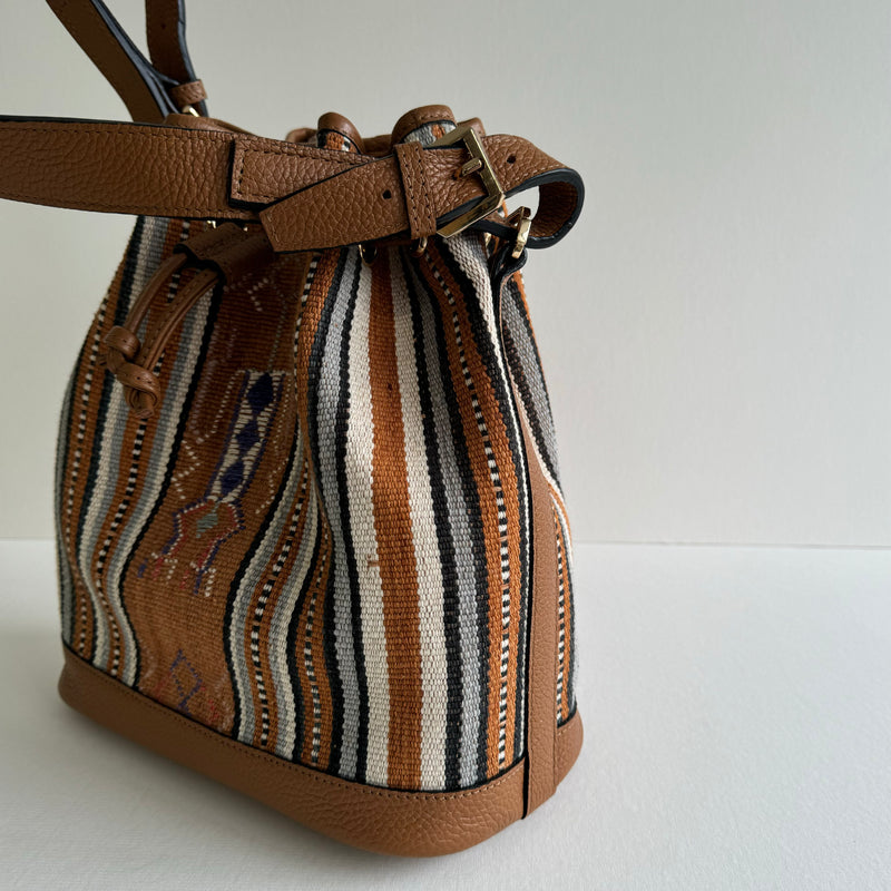 The Flores Bucket Bag ~ Beige Blue Ikat