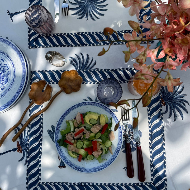 The Palm Block-Print Tablecloth - The Jungle Emporium