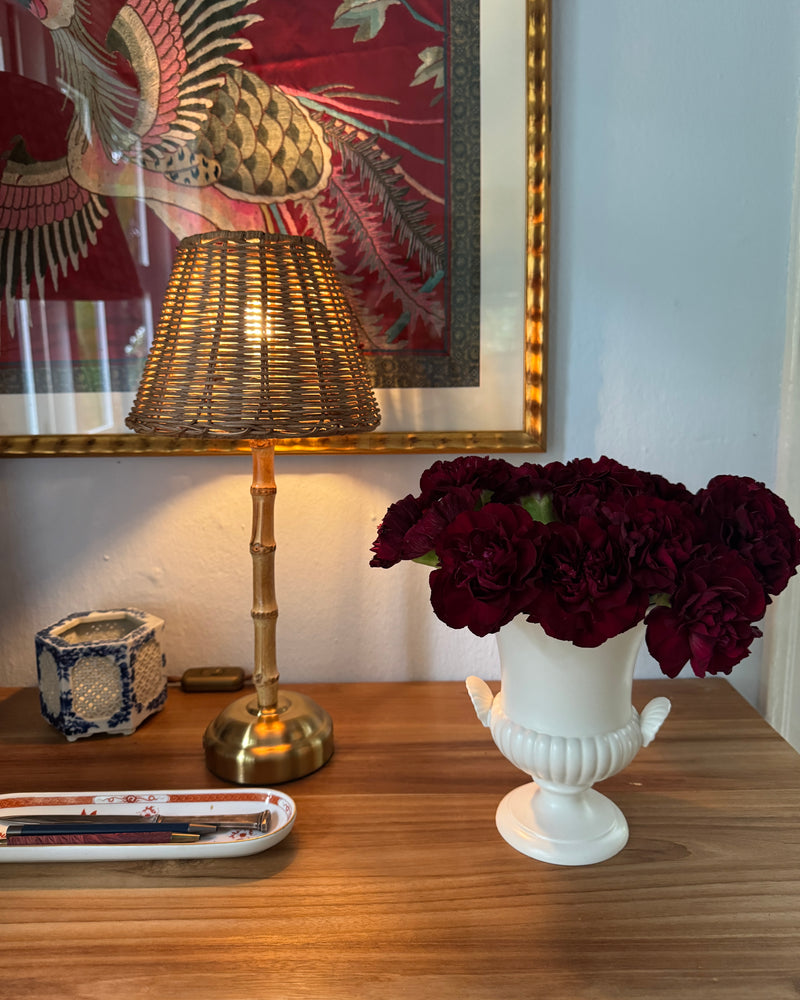 Wireless Bamboo & Rattan Table Lamp