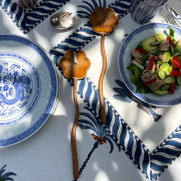 Scalloped Teak Salad Servers