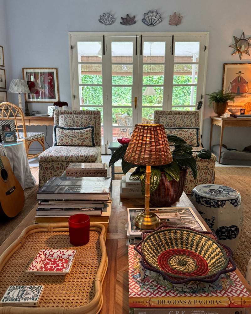 Wireless Bamboo & Rattan Table Lamp