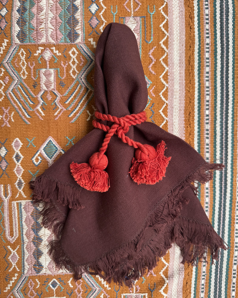 Handwoven fringed cotton napkin ~ various colours