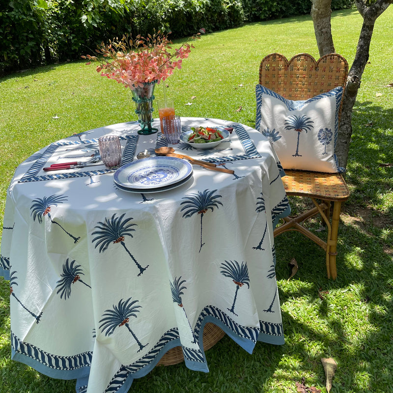 The Palm Block-Print Tablecloth