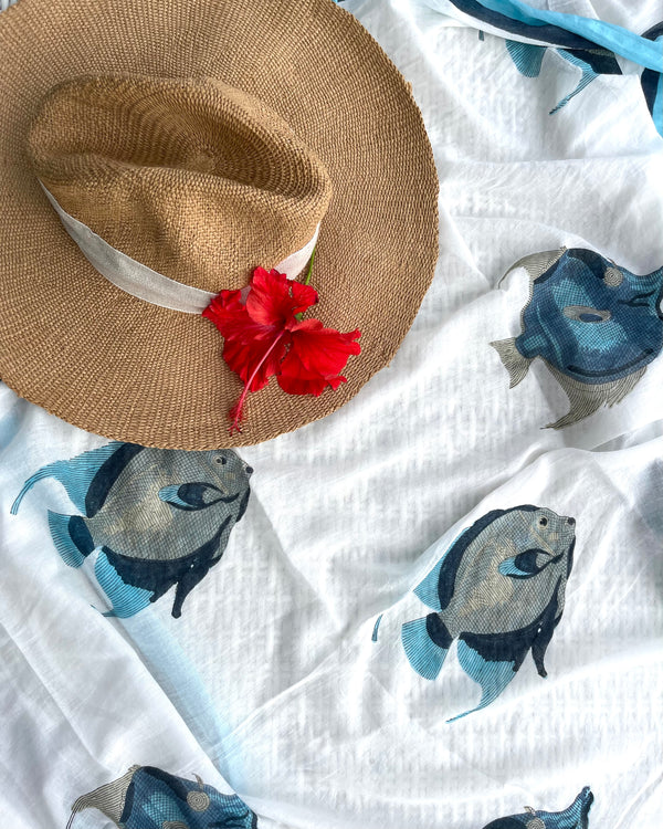 Block printed fish pareo