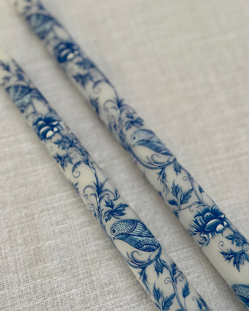 Tapered Chinoiserie Candles ~ set of two
