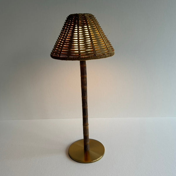 Wireless Bamboo & Rattan Table Lamp