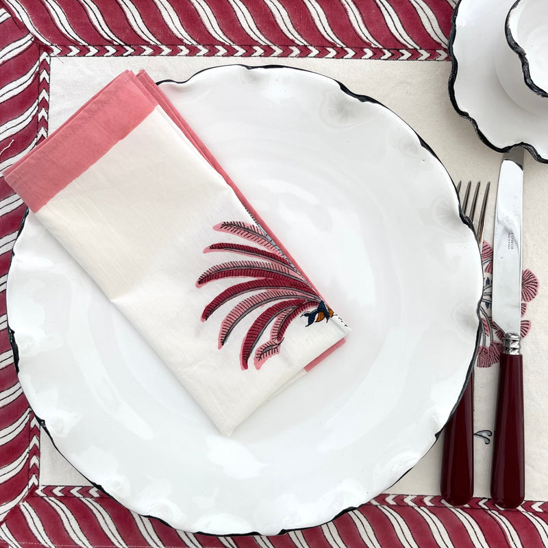 The Palm Block-Print Napkin Set - The Jungle Emporium