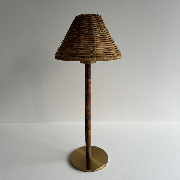 Wireless Bamboo & Rattan Table Lamp