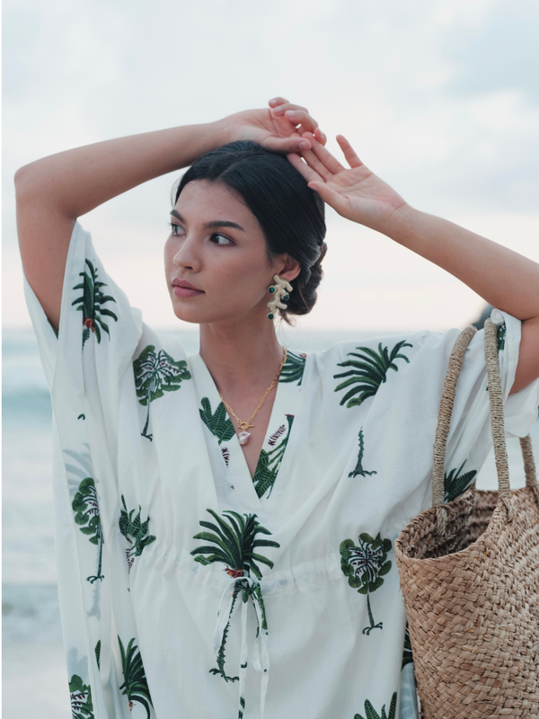 The Palm Block-Print Kaftan
