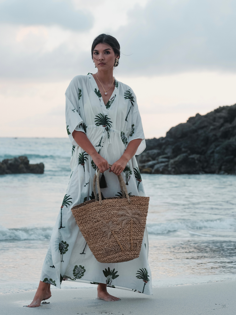 The Palm Block-Print Kaftan