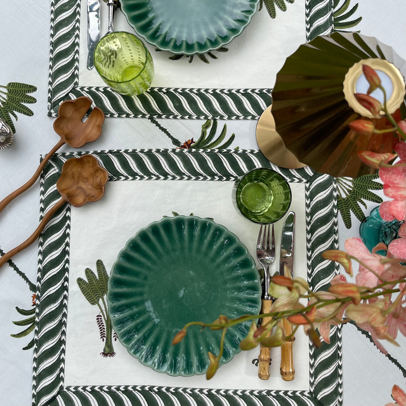 The Palm Block-Print Tablecloth - The Jungle Emporium