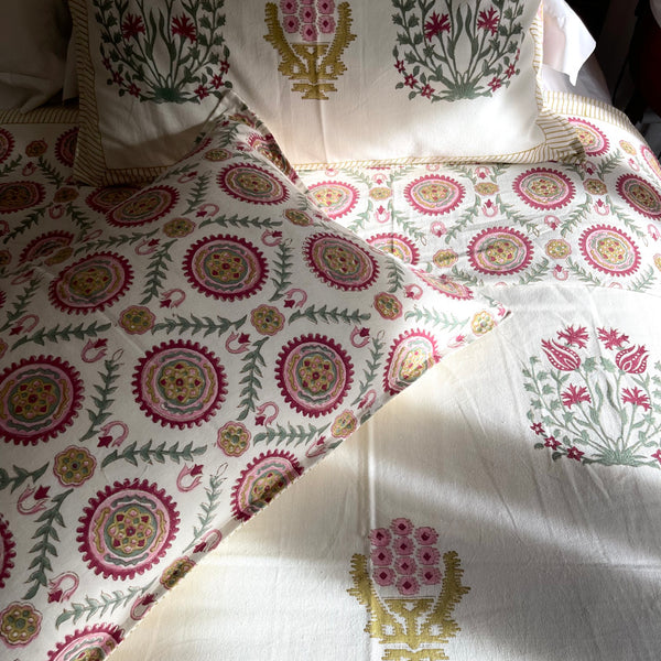 Block printed Mughal Bedcover Set