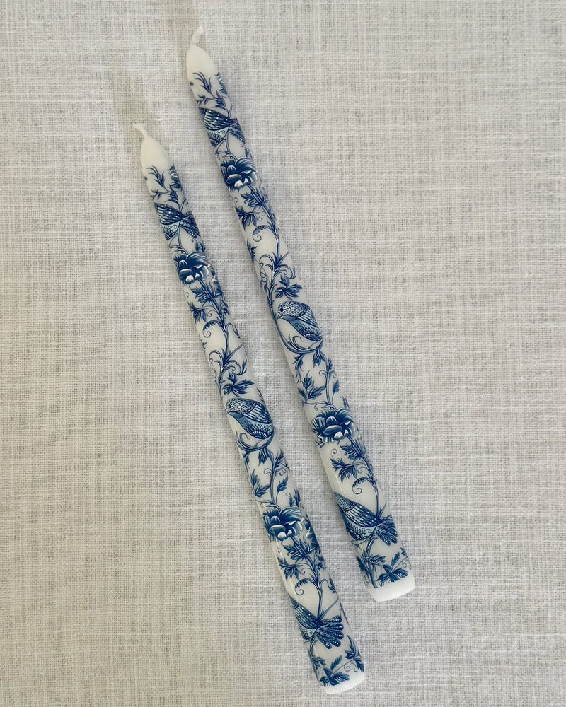 Tapered Chinoiserie Candles ~ set of two