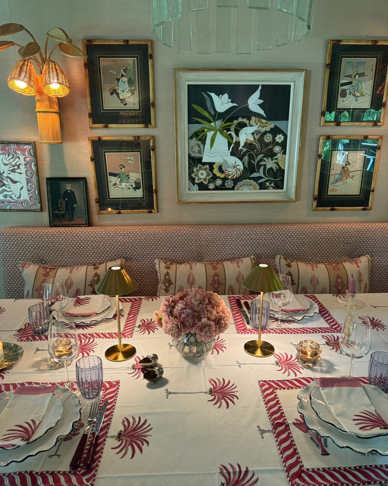 The Palm Block-Print Tablecloth ~ various colours