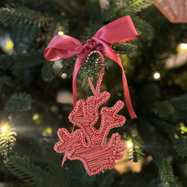 Iraca Palm Christmas Ornament Coral