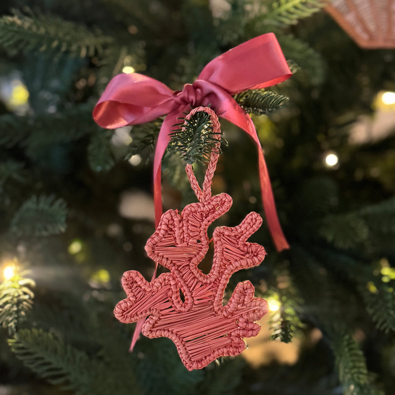 Iraca Palm Christmas Ornament Coral
