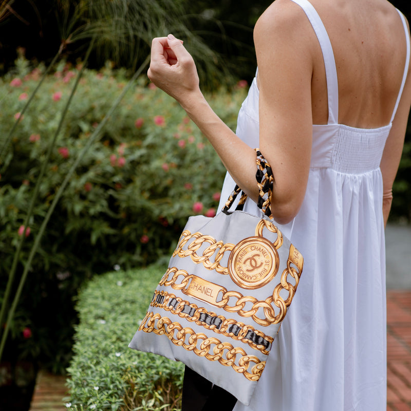 Chanel silk bag on sale