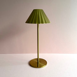 Wireless Pleated Table Lamp ~ Brass