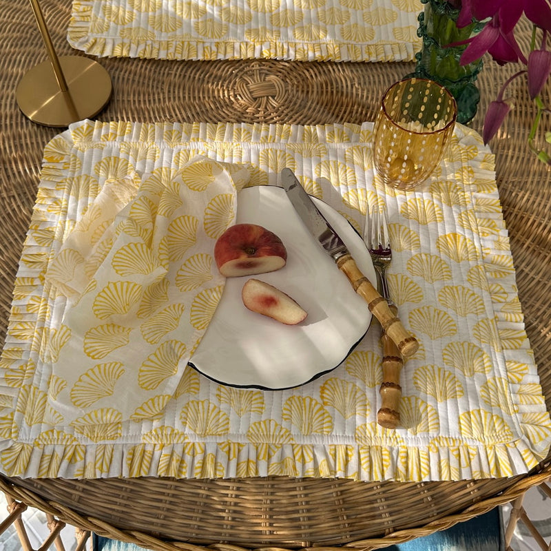 Quilted shell placemat and napkin set - The Jungle Emporium