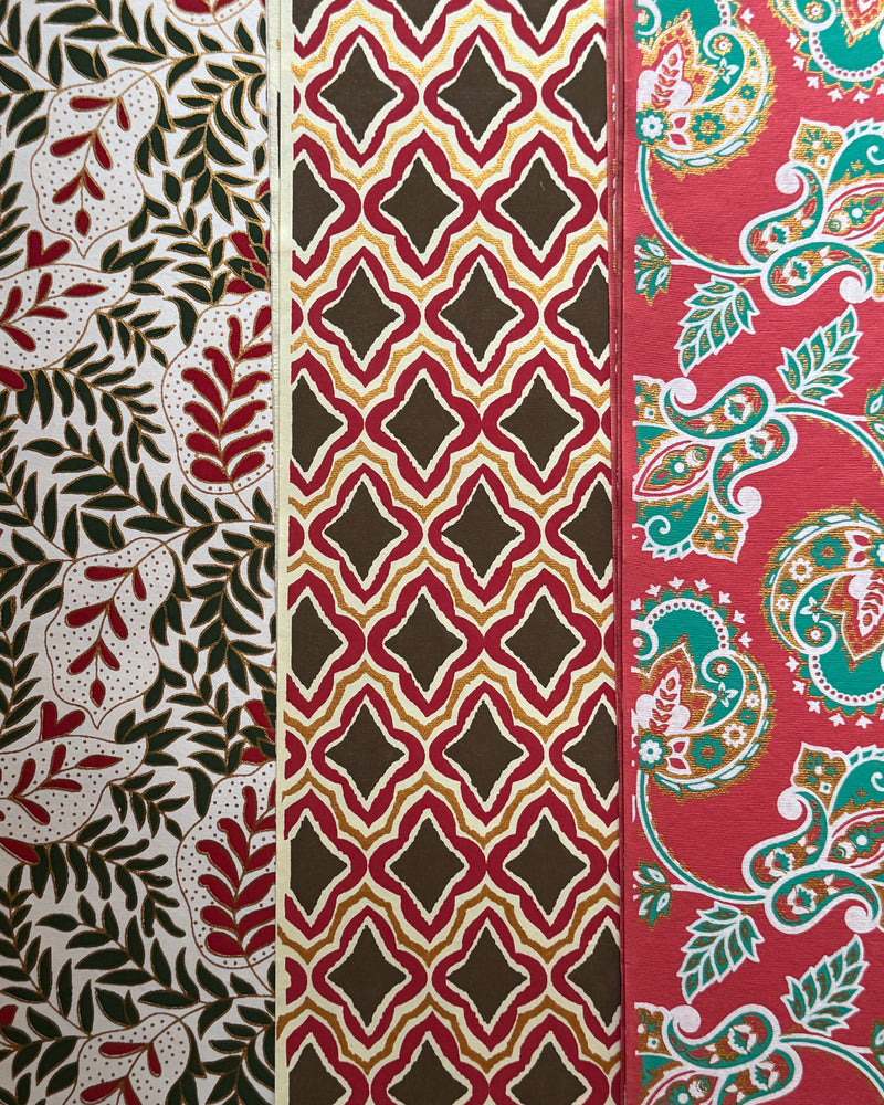 Block-printed Christmas Wrapping Paper ~ Set of 3 sheets