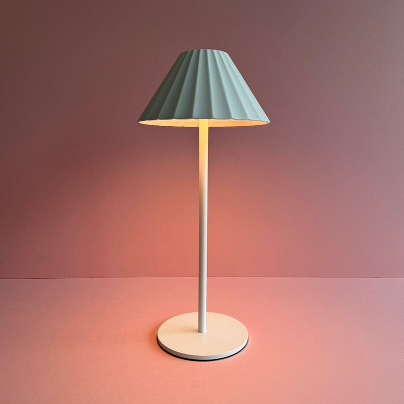 Wireless Pleated Table Lamp ~ Brass