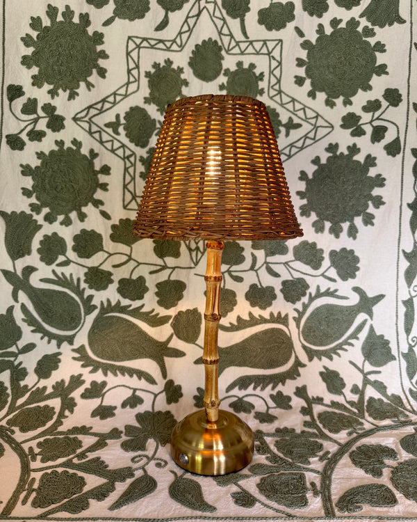 Wireless Bamboo & Rattan Table Lamp