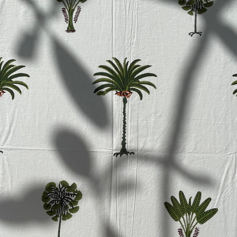 The Palm Block-Print Tablecloth - The Jungle Emporium
