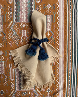 Handwoven fringed cotton napkin ~ various colours