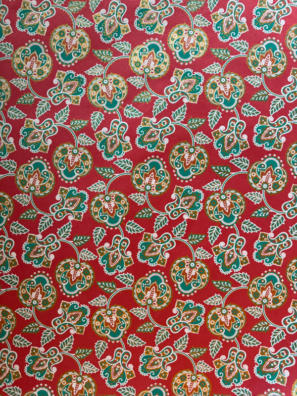 Block-printed Christmas Wrapping Paper ~ Set of 3 sheets