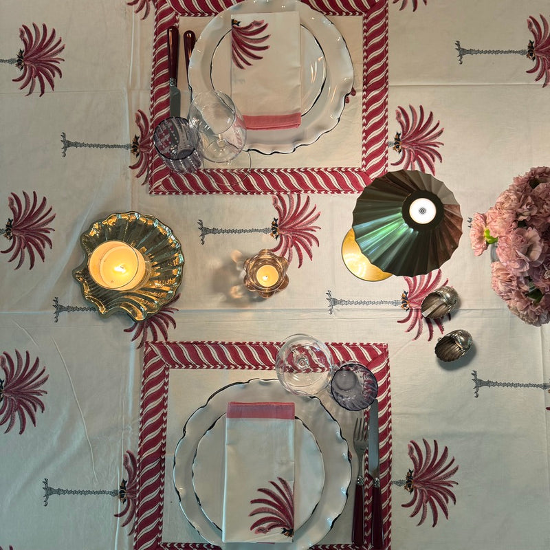 The Palm Block-Print Placemat Set of four ~ various colours