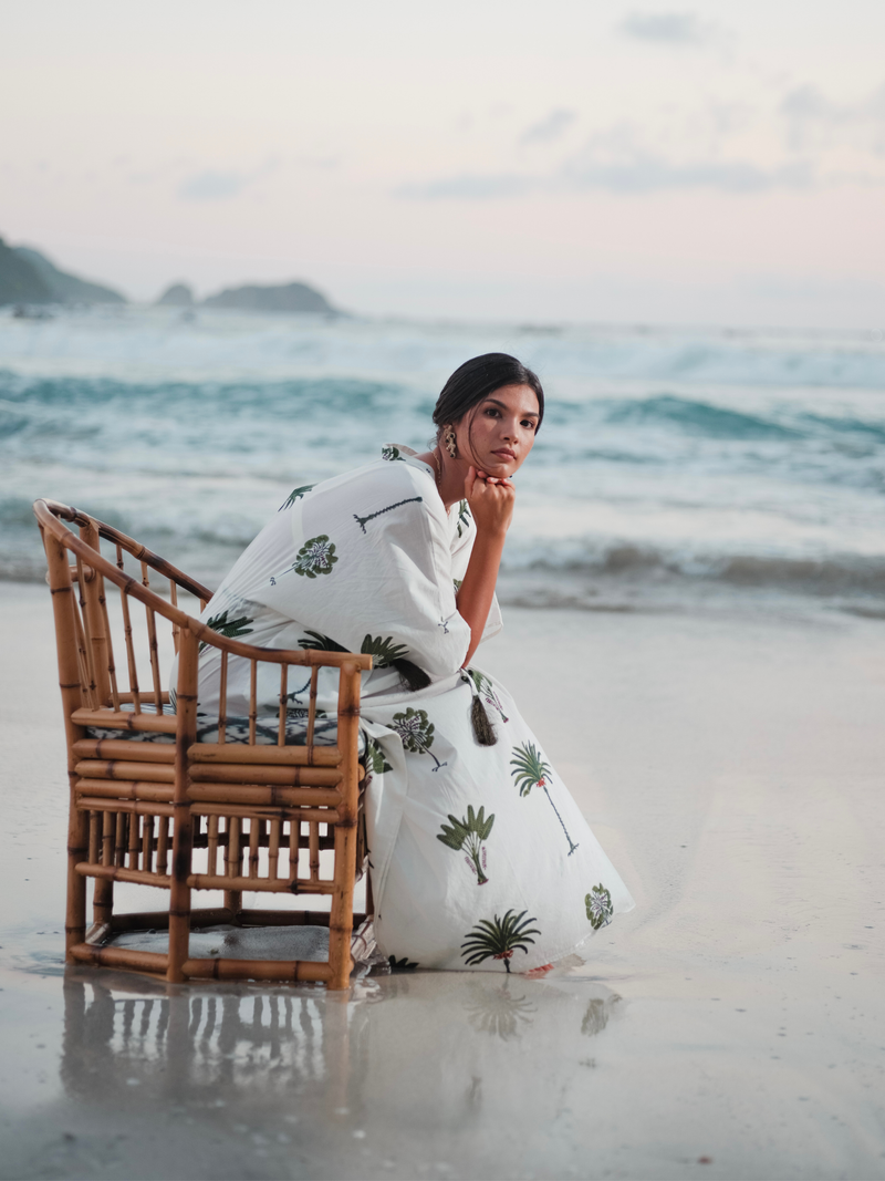 The Palm Block-Print Kaftan
