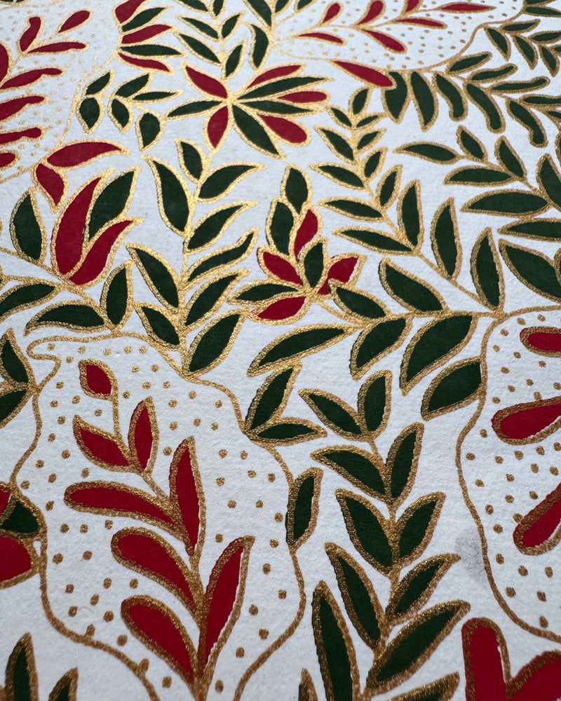 Block-printed Christmas Wrapping Paper ~ Set of 3 sheets