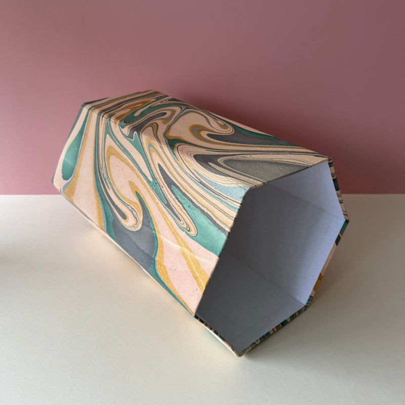 Marbled Handmade Paper Bin ~ various colours