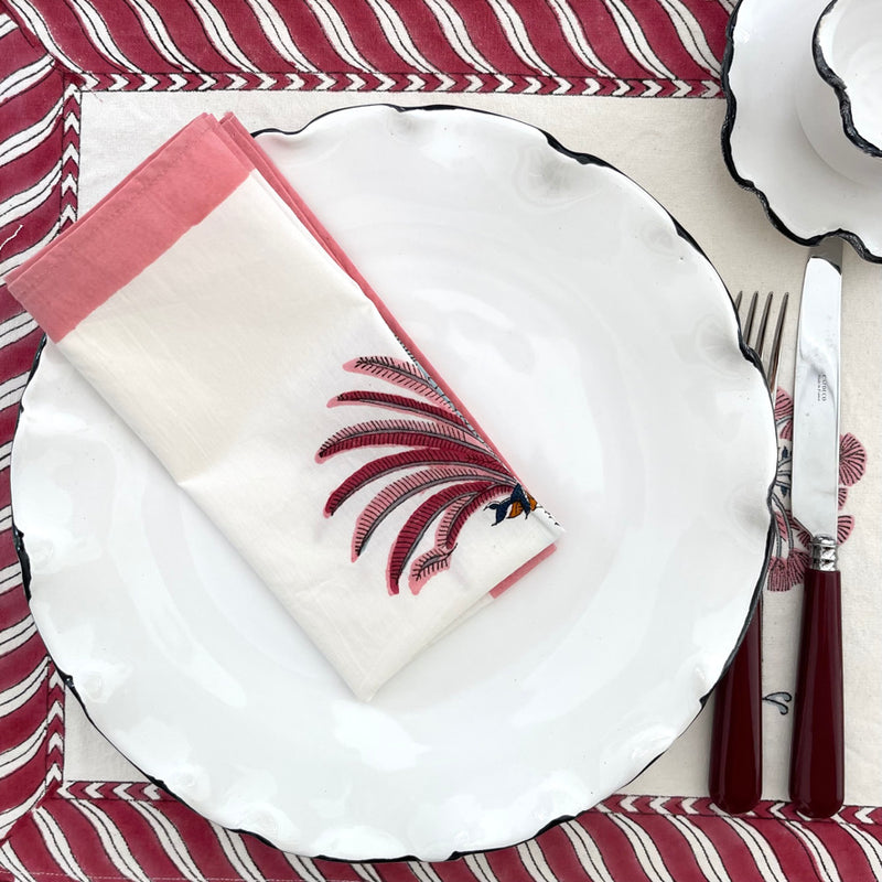 The Palm Block-Print Placemat Set of four ~ various colours