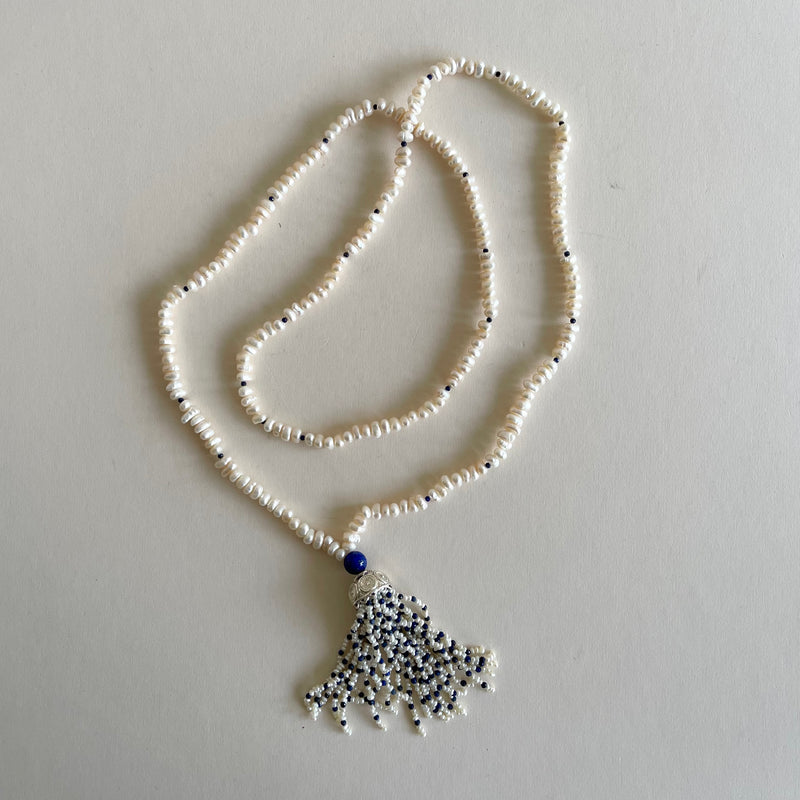 Baroque pearl tassel necklace ~ various stones - The Jungle Emporium