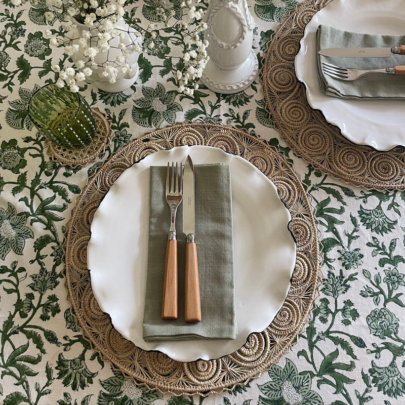 Belantara Block-printed Cotton Canvas Tablecloth ~ various colours