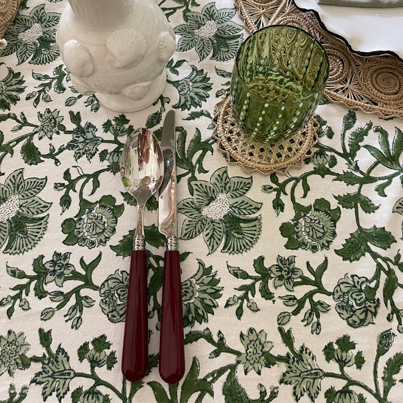 Belantara Block-printed Cotton Canvas Tablecloth ~ various colours