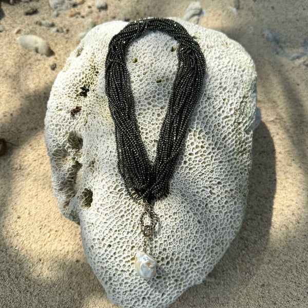 Jackie Rope Necklace with detachable Baroque Pearl ~ various Stones