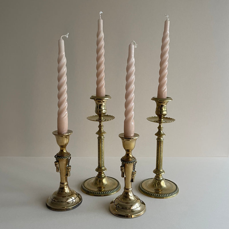 Mid Century Brass Candlesticks with rope design