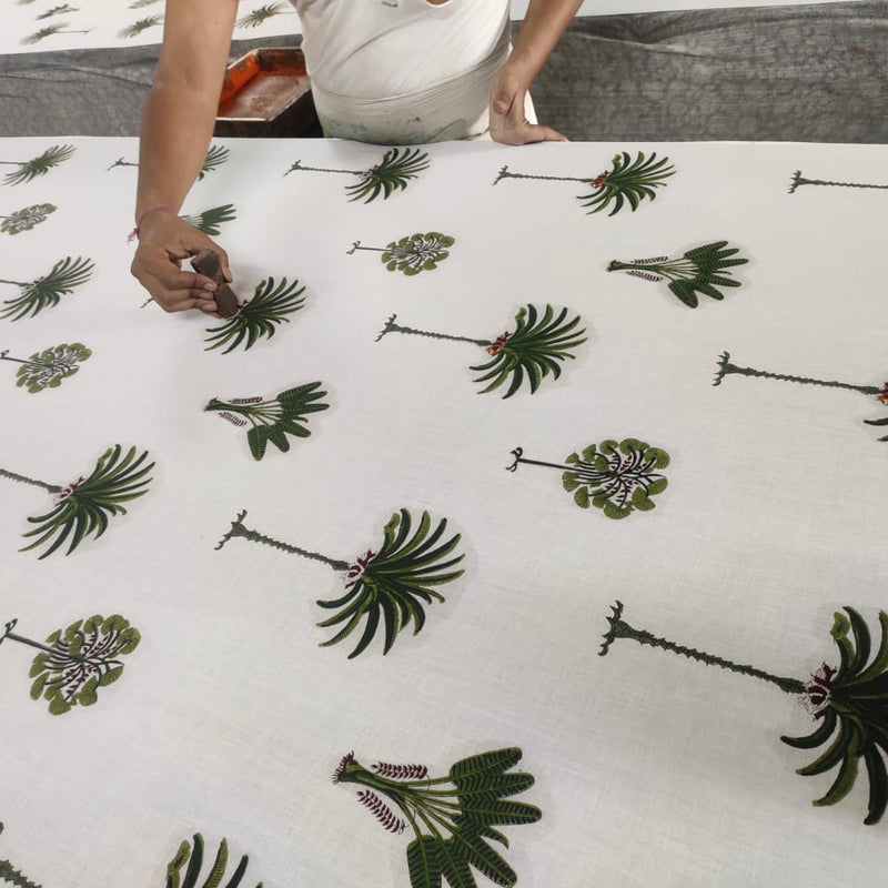 The Palm Block-Print Tablecloth - The Jungle Emporium