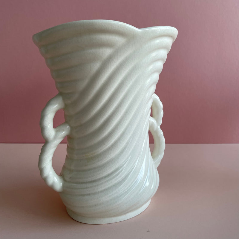 Mid Century Ceramic Rope Vase ~ white - The Jungle Emporium