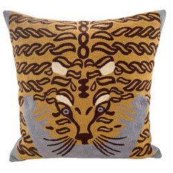 Bengal Tiger Cushion Cover ~ Dove Grey