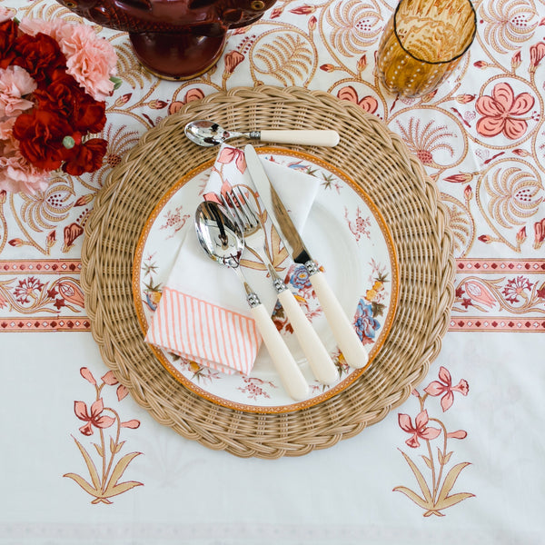 Block Print Tablecloth & Napkin Set ~ Amber Palace